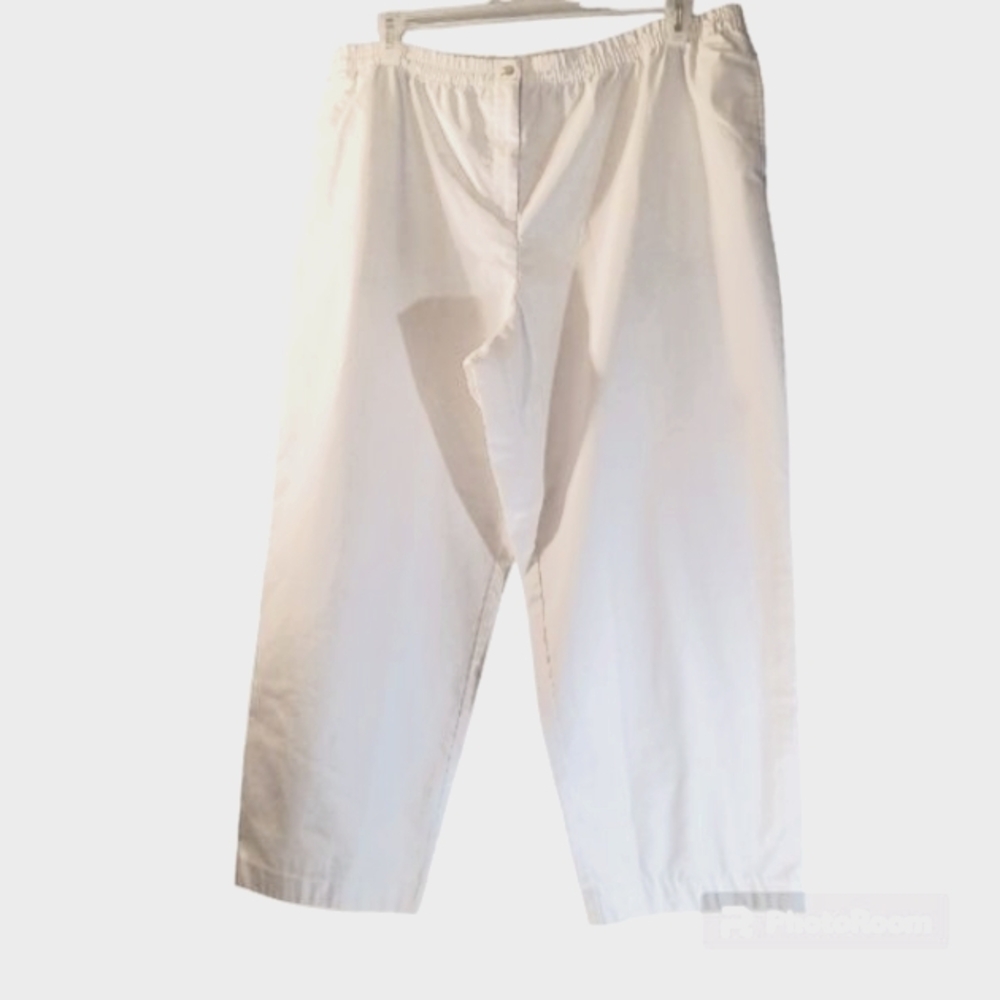 Karen Scott Petite Plus White Cotton Pull on Pants with Pockets sz 18P